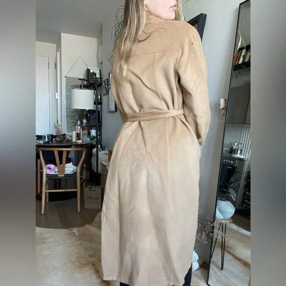 NWT Silk Maison 100% Wool Belted Camel Coat - Picture 13 of 16
